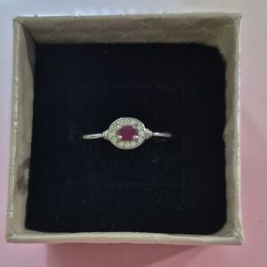 Elegant Silver and Red Gemstone Ring